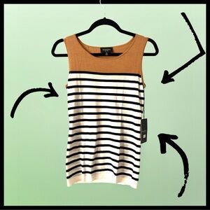 Rondina Striped Tank Top in Tan and Black | NWT | size XS